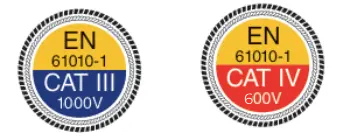 CAT IV 600V, CAT III 1000V. CAT IV 600V, CAT III 1000V.