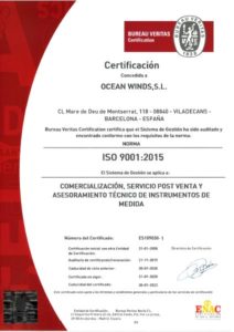 Certificado ISO 9001 de Ocean Winds